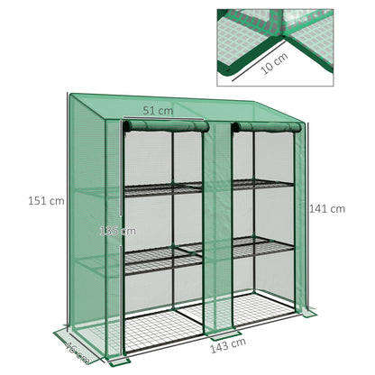Invernadero De Jardín Outsunny Acero, Pe Verde 143x46x151 Cm_2
