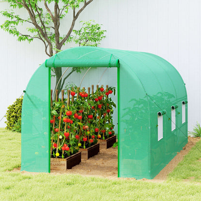 Invernadero De Túnel Con 6 Ventanas Outsunny 400x200x200 Cm Verde_3