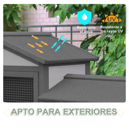 Conejera De Madera Pawhut Gris 147x54x84 Cm Madera_5
