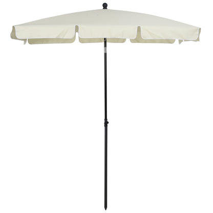 Sombrilla Rectangular De Jardín Aluminio Outsunny 198x130x240cm Beige_0