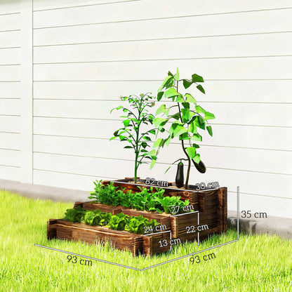 Jardinera Outsunny Madera De Abeto Carbonizado 93x93x35 Cm_2