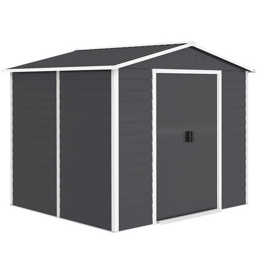 Cobertizo De Jardín Outsunny Acero Galvanizado Gris Oscuro 240x206x198 Cm_0