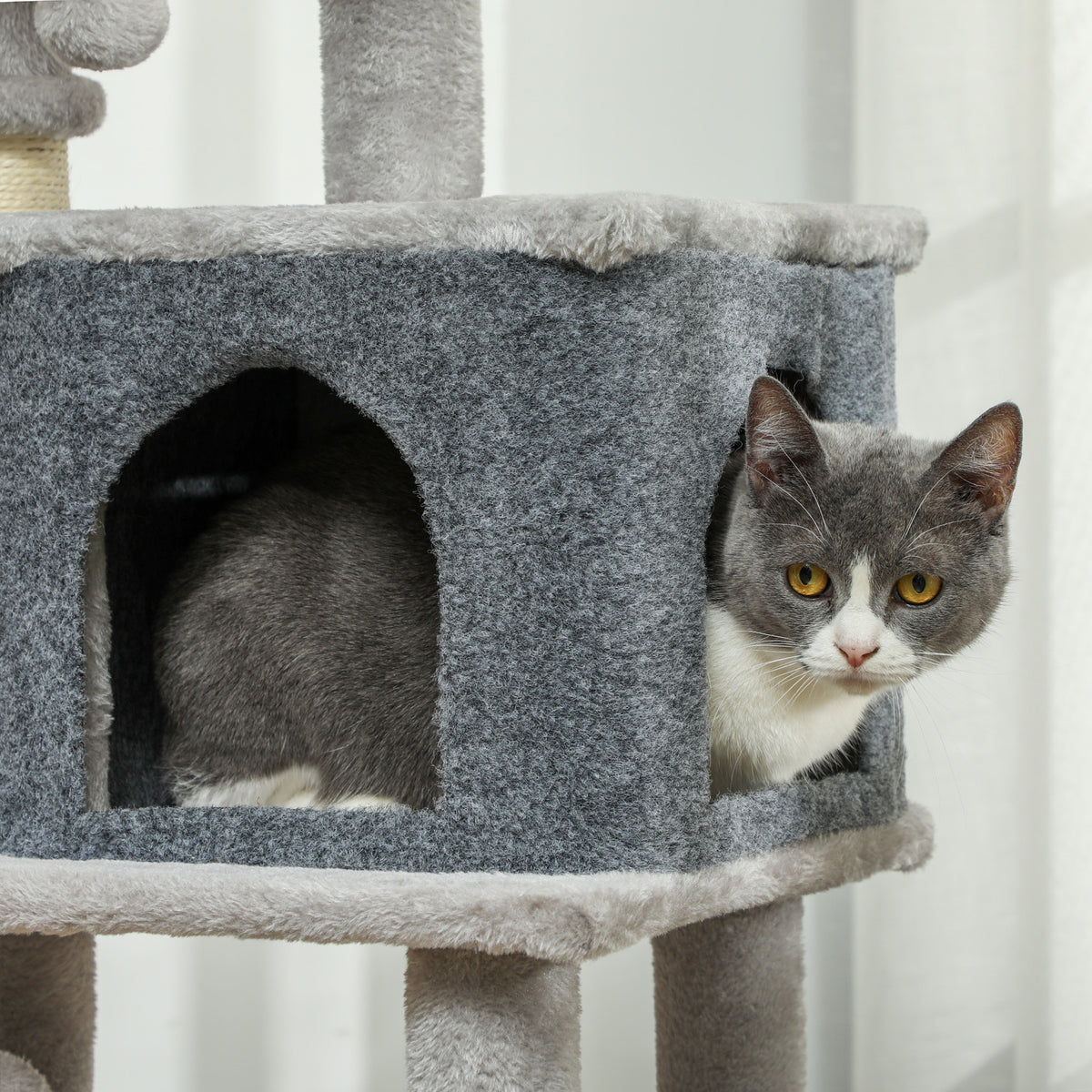 Pawhut Árbol Rascador Para Gatos Altura 104 Cm Con Almohadilla Para Rascar Gris_3