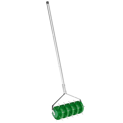 Aireador De Césped Outsunny Acero Galvanizado, Pp Verde Oscuro 45x21x140 Cm 84h-365v00dg_0