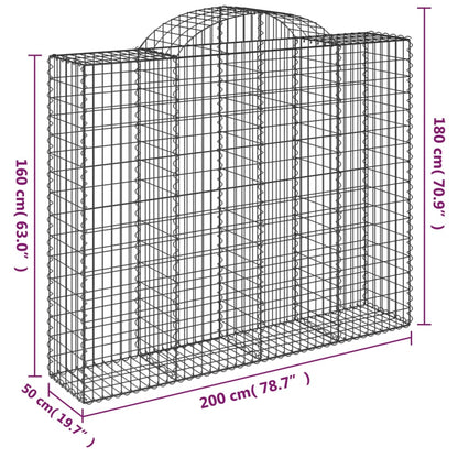 Cestas De Gaviones 6 Uds Forma De Arco Hierro 200x50x160/180 Cm_5
