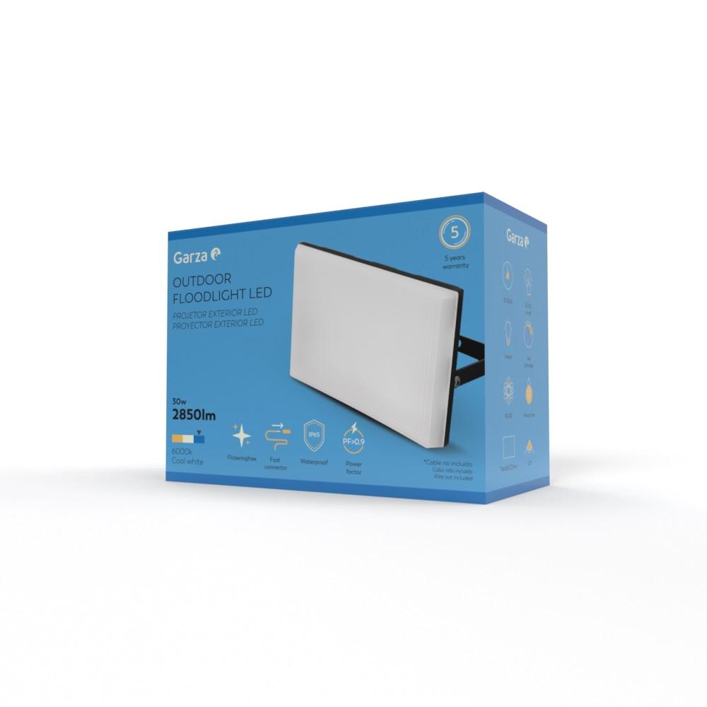 Proyector foco Design LED de exterior, 30W, 2850LM, Luz fría (6000K) Garza