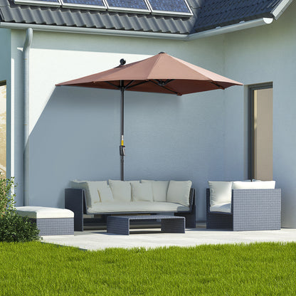 Sombrilla De Jardín Outsunny Acero, Poliéster Café 190x200x240 Cm_1