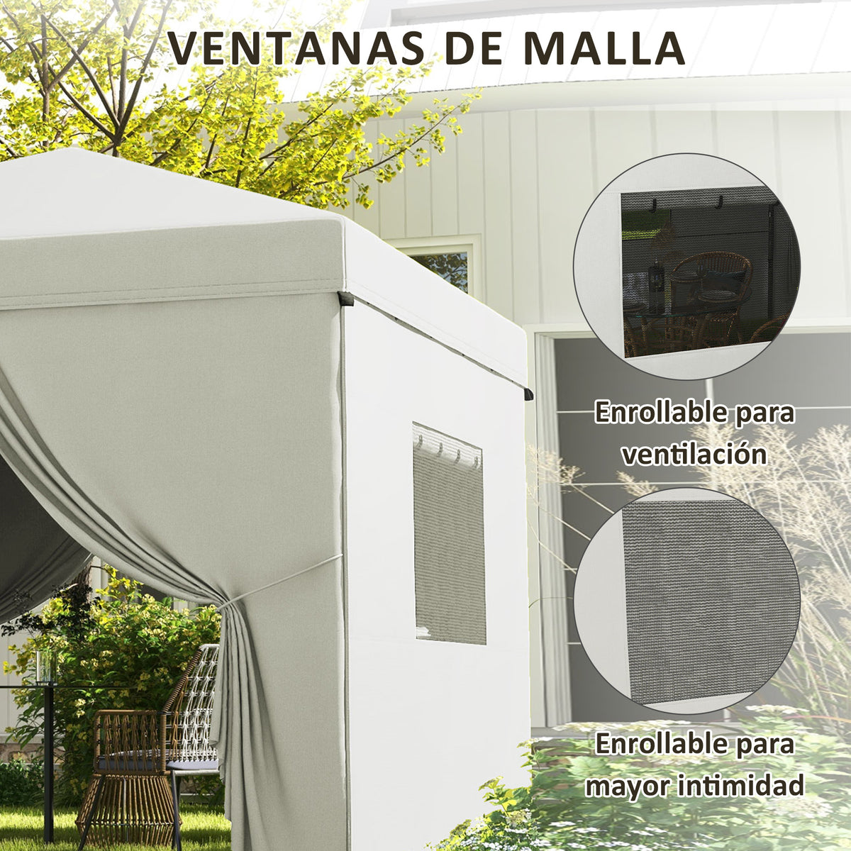 Carpa Plegable Outsunny Acero, Tela Oxford Blanco 300x300x280 Cm_5