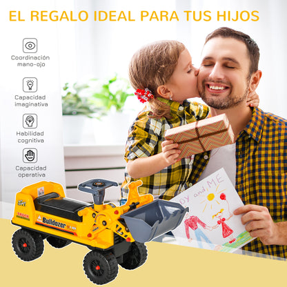 Tractor Para Niños Con Pala Excavadora Homcom 70x26x37 Cm Amarillo_5