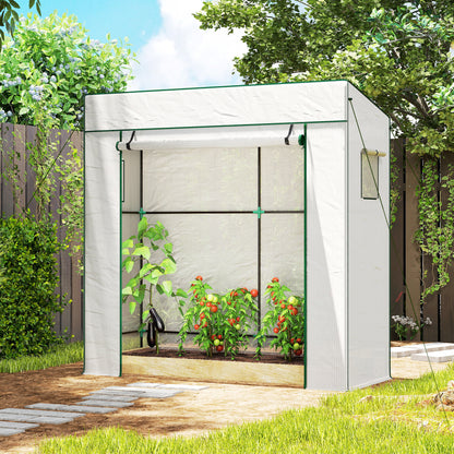Invernadero Outsunny Acero, Pe Blanco 196x77x197 Cm_3