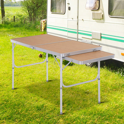 Mesa Plegable De Camping Outsunny Natural Bambú Color 153x60x70 Cm_1