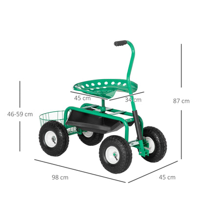 Carrito De Jardín Outsunny Metal, Pp Verde 98x45x87 Cm_2