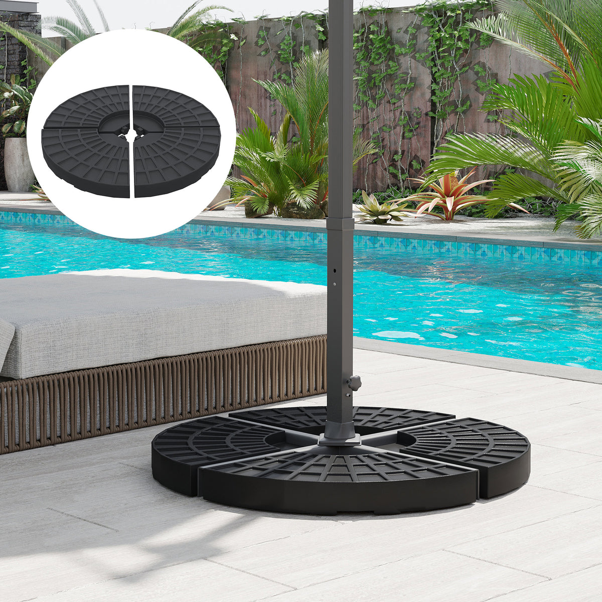 Base De Sombrilla Outsunny Hdpe Negro 48x48x8 Cm_1