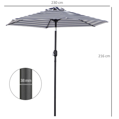 Sombrilla Terraza Outsunny Metal, Poliéster Azul Y Blanco 230x230x216 Cm_2