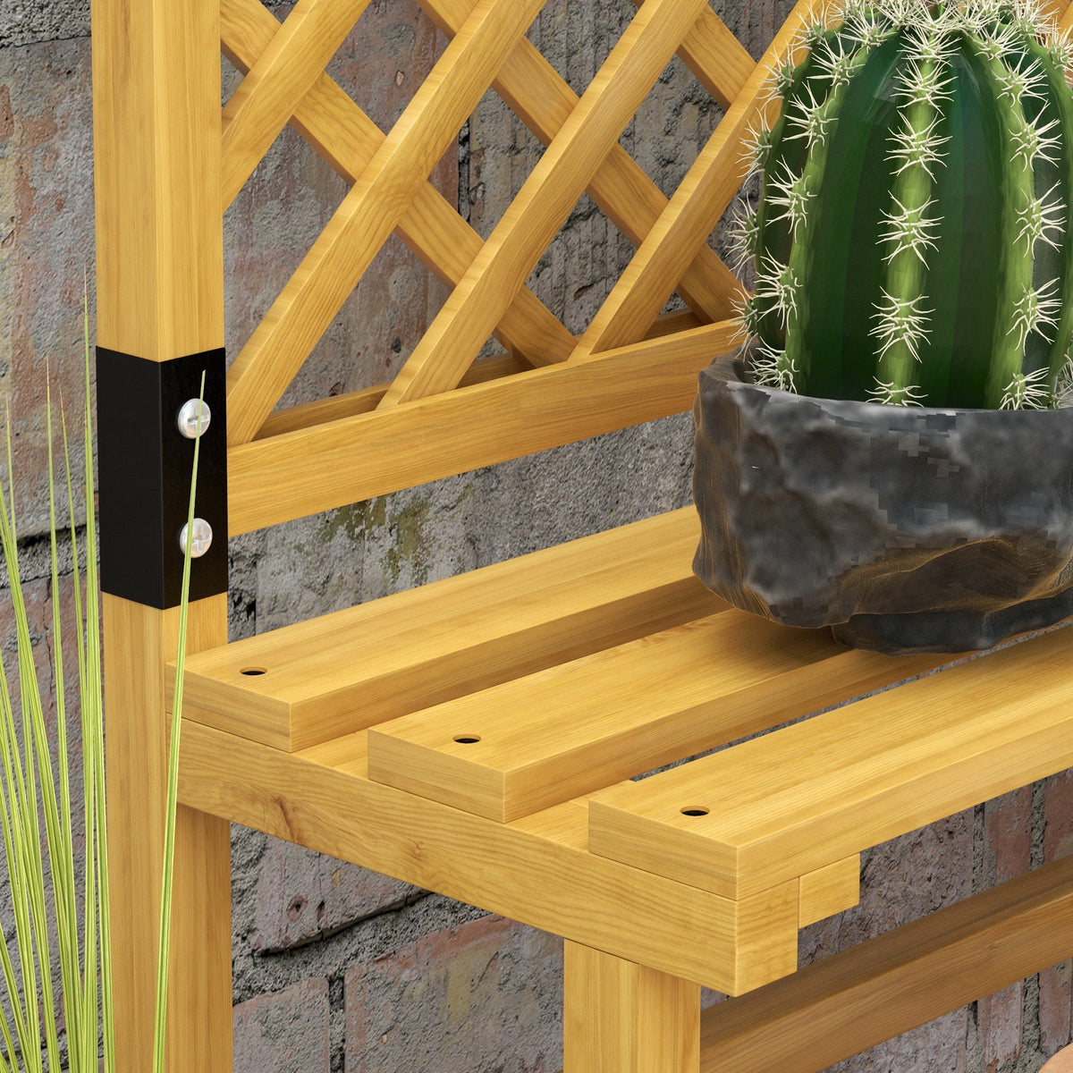 Estantería Para Plantas Outsunny Madera De Abeto Madera Natural 75x50x166 Cm_4