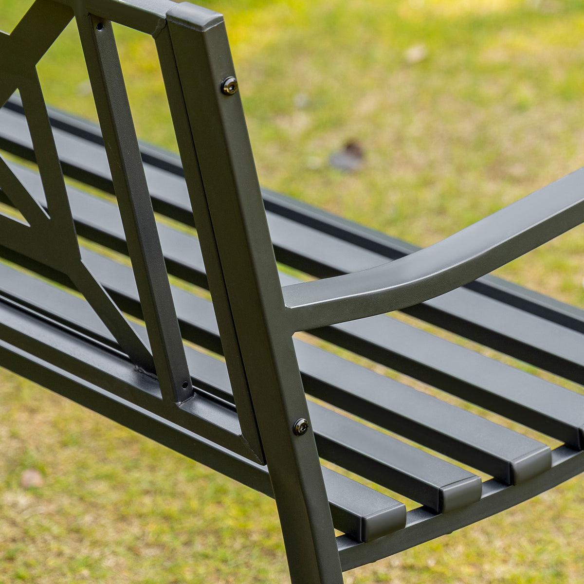 Banco Jardín 2 Plazas Con Reposabrazos Outsunny 128x62,5x81,5 Cm Negro_3