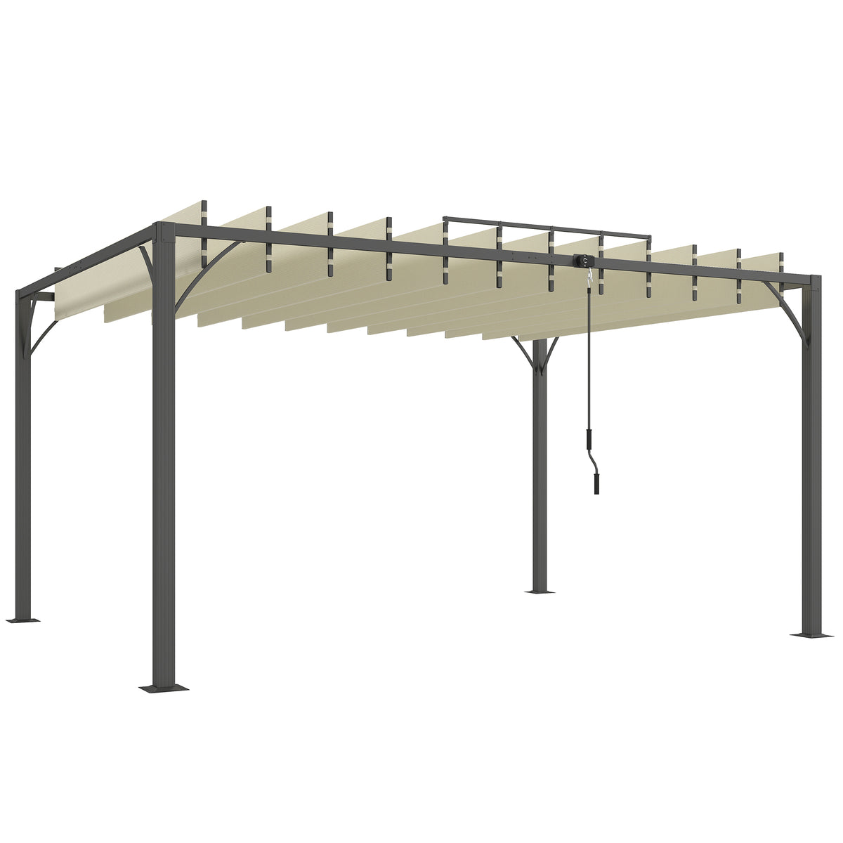Pérgola Outsunny Aluminio, Poliéster Crema 390x295x213 Cm_0