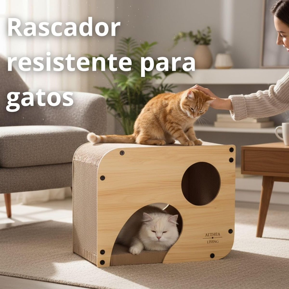 Rascador Para Gatos Carabela Nido Con Túnel Integrado 3 En 1 Althea Living 34x44x25cm_5