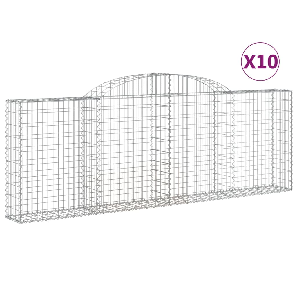 Cestas De Gaviones 10 Uds Forma Arco Hierro 300x30x100/120 Cm_0