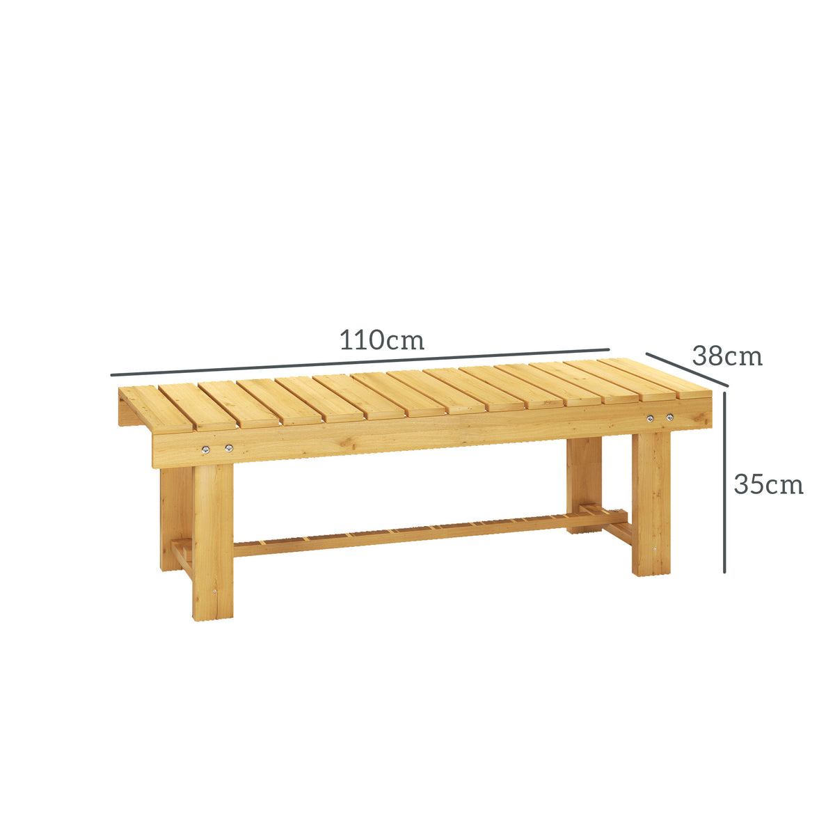 Banco De Jardín Outsunny Madera De Abeto Madera Natural 110x38x35 Cm_2