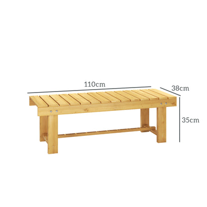 Banco De Jardín Outsunny Madera De Abeto Madera Natural 110x38x35 Cm_2