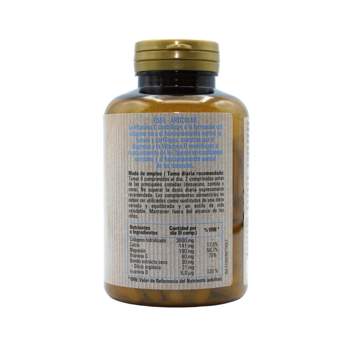 Colágeno con magnesio + Silicio orgánico + Vitamina C y D, 180 comprimidos. NaturTierra