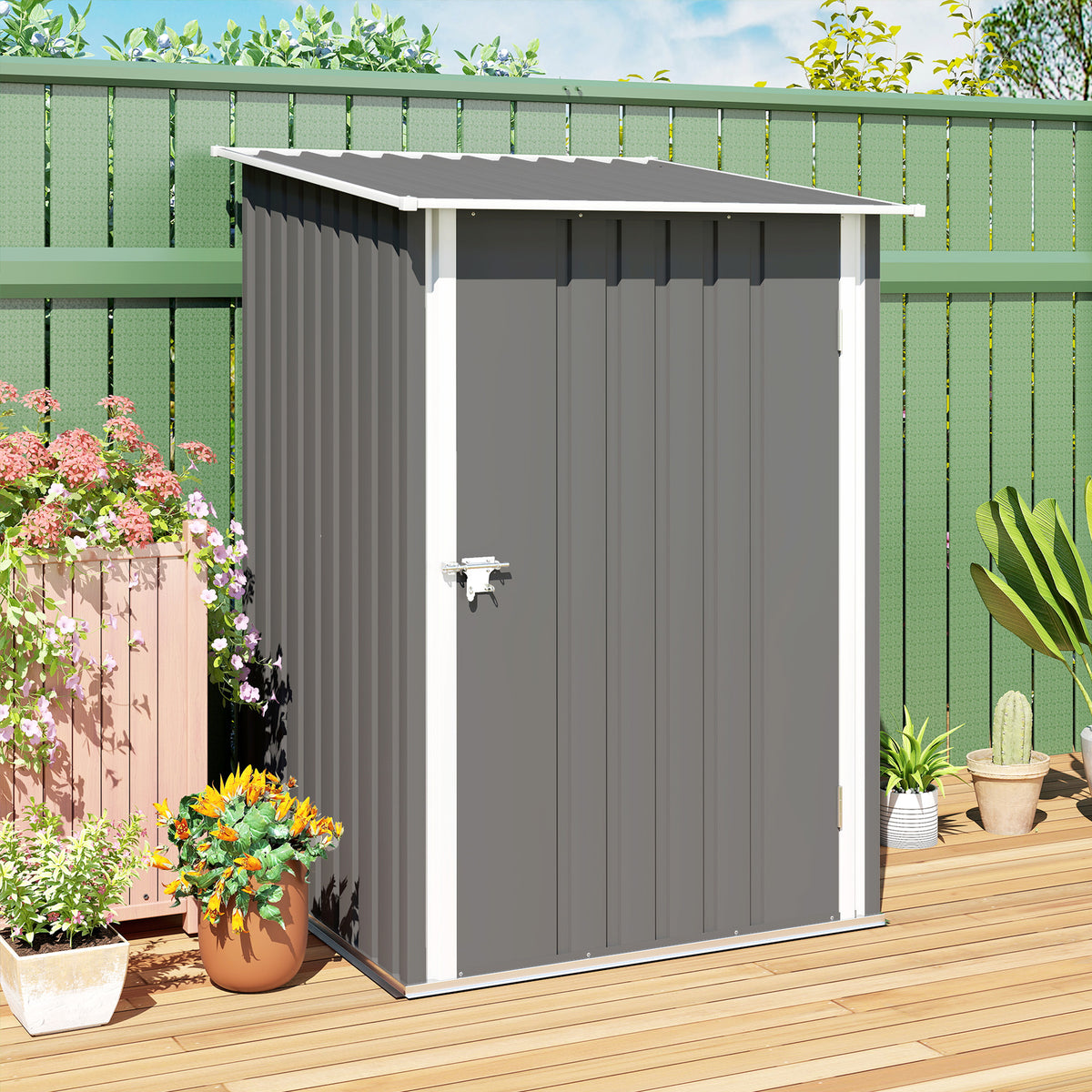 Caseta De Jardín Outsunny Acero Lacado Gris 100x103x160 Cm_4