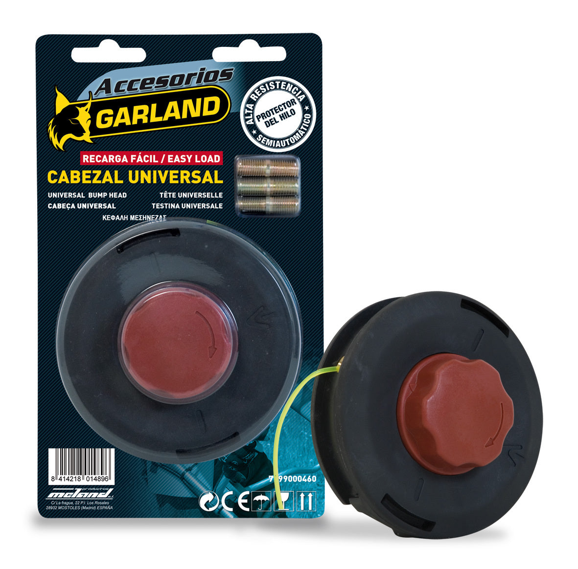 Garland - 7199000460 Cabezal Desbrozadora De 2 Hilos Semiautomático De Recarga Facil Y Con Refuerzo Para Evitar El Corte Del Hilo Por Cizalla_0
