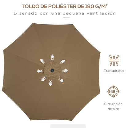 Sombrilla De Jardín Inclinable Con Manivela Outsunny Ø300x240cm Marrón_5