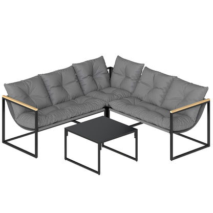 Muebles De Jardín Outsunny Metal, Textilene Gris 189x189x62 Cm_0