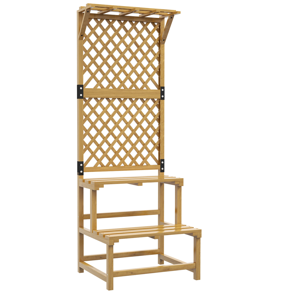 Estantería Para Plantas Outsunny Madera De Abeto Madera Natural 60x50x166 Cm_0