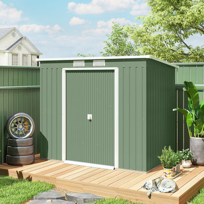 Cobertizo De Jardín Base De 2,1 M² Outsunny 213x130x173 Cm Verde_4