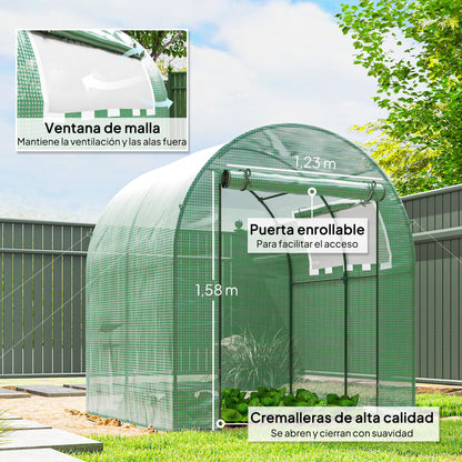 Invernadero De Jardín Outsunny Pe, Acero Verde 180x180x200 Cm_5