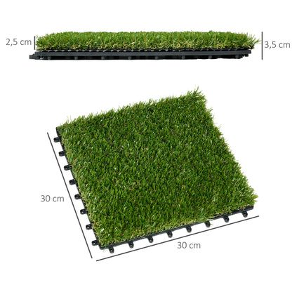 Césped Artificial Outsunny Pe, Pp Verde Oscuro 30x30x3.5 Cm_2