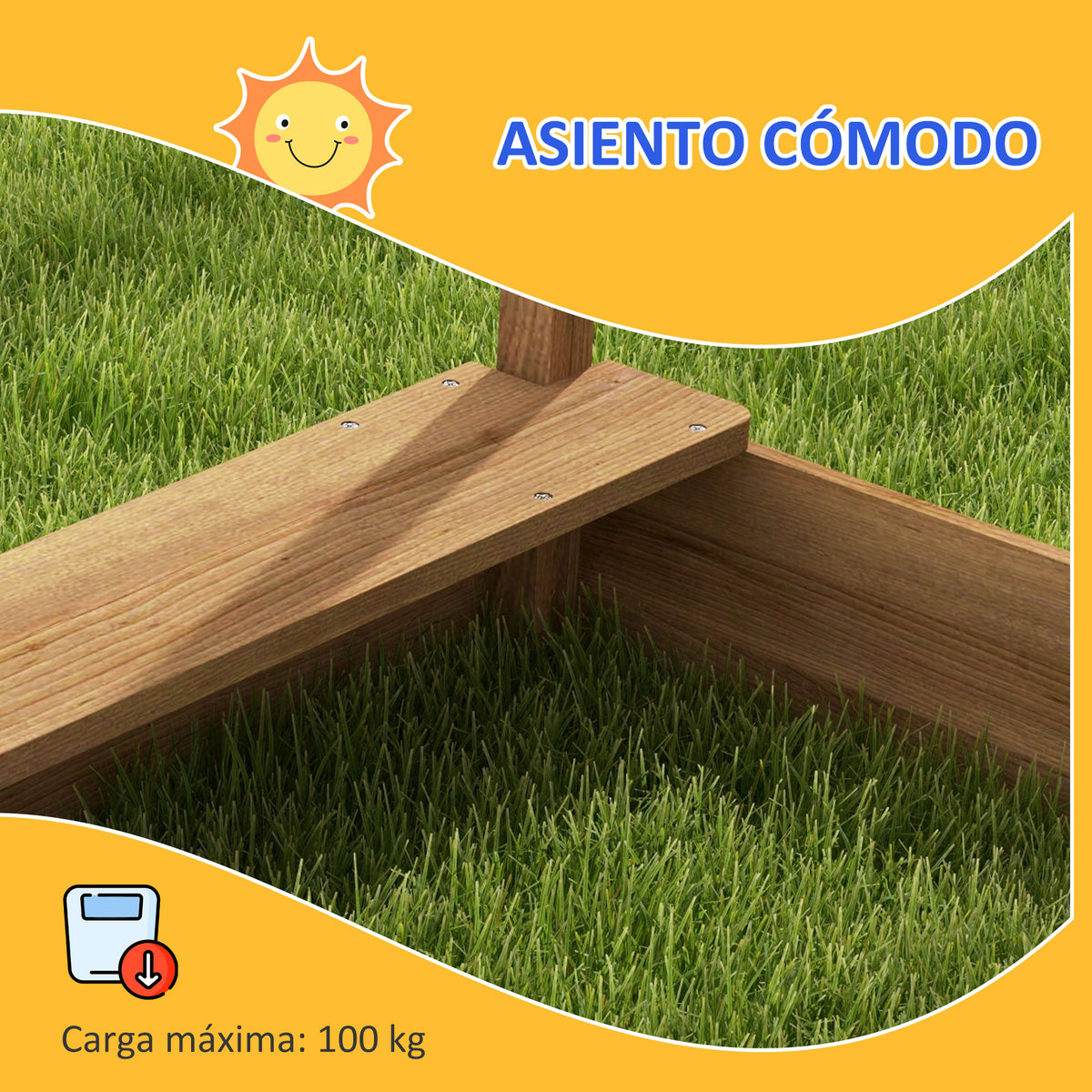 Arenero Para Niños Outsunny Madera De Abeto Marrón 124x116x146 Cm_5