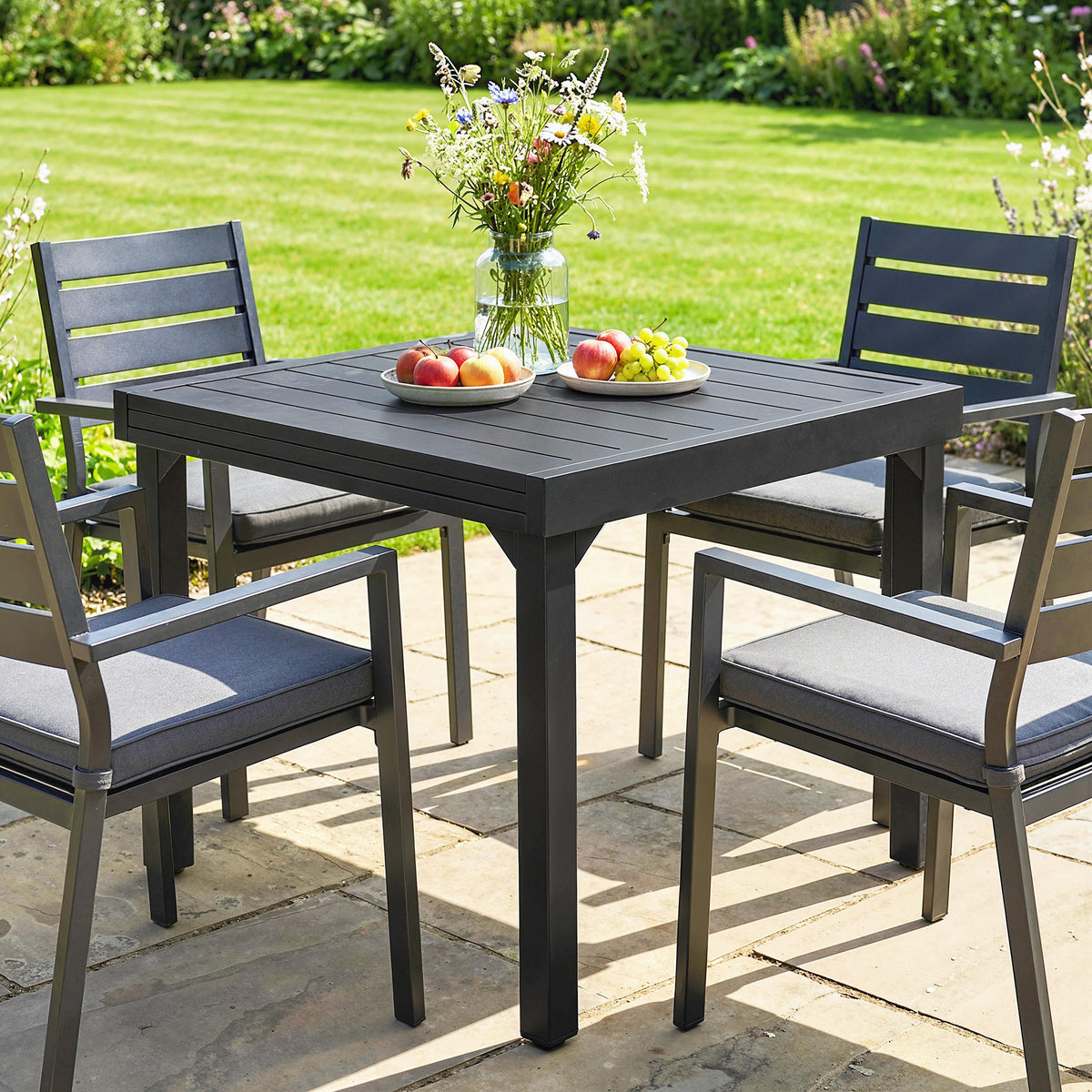 Mesa Jardín Extensible Outsunny Aluminio, Acero Negro 160x80x75 Cm_3
