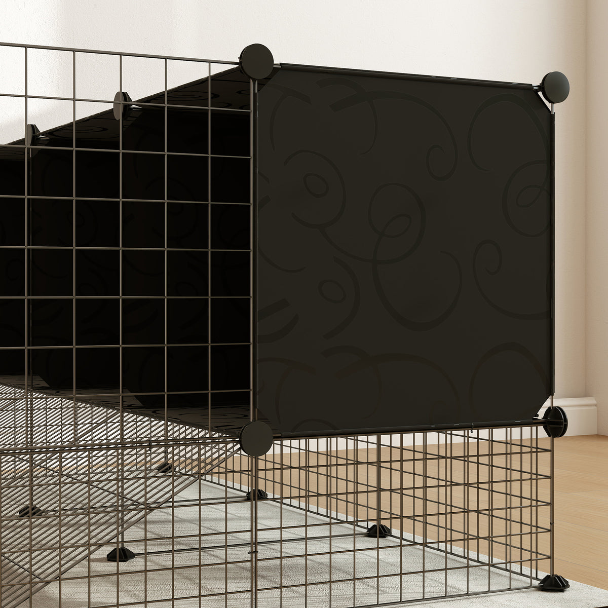 Valla Para Mascotas Pawhut Acero, Pp Negro 140x105x52 Cm_4