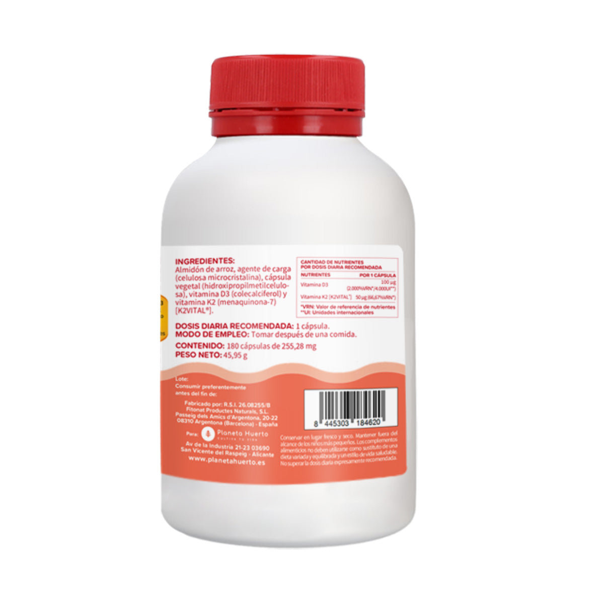 Vitamina D3 & K2 Mk7 Planeta Huerto 180 Capsulas
