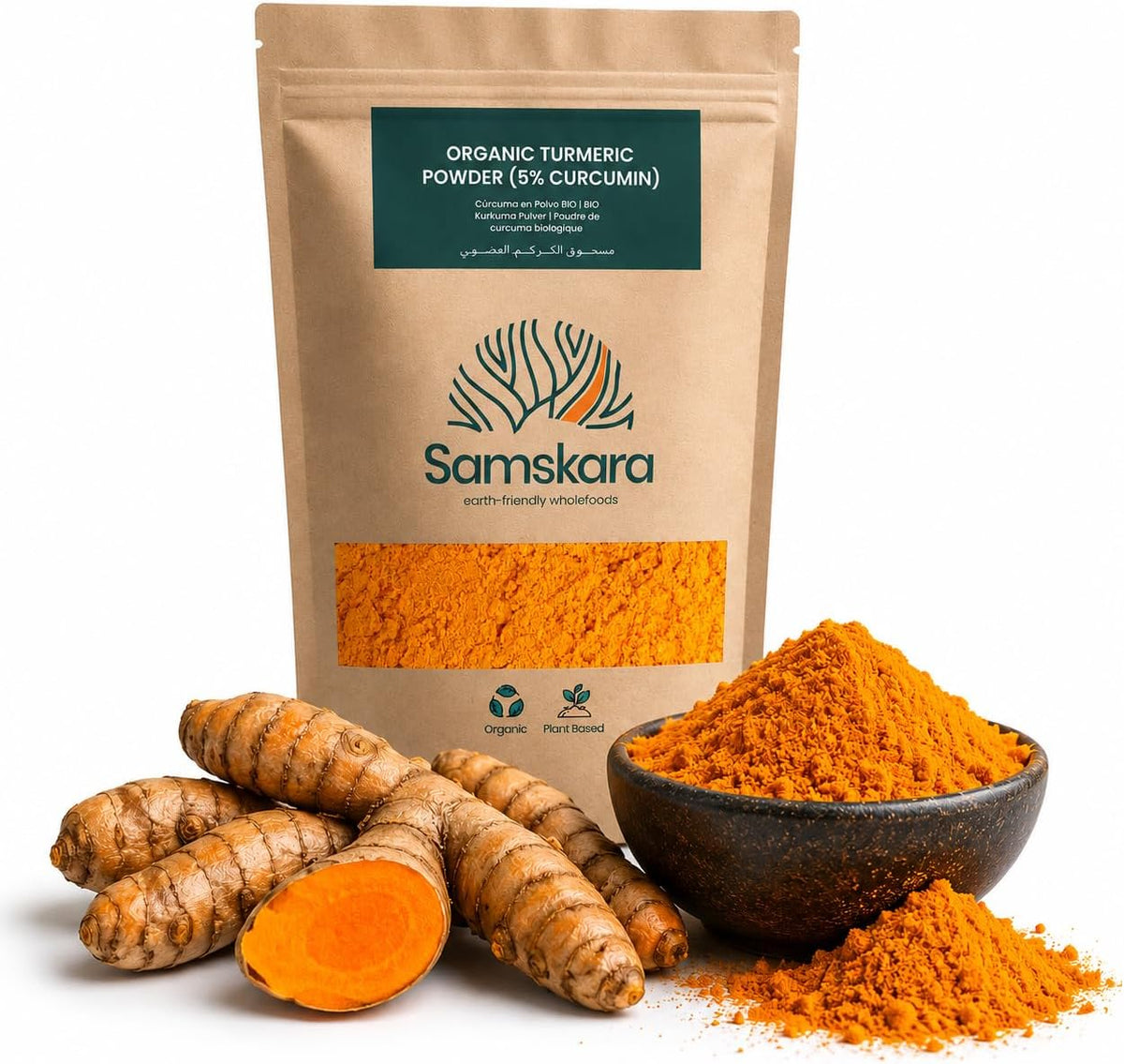 Cúrcuma En Polvo Bio - 4kg (1kg Envase Retail + 3kg Bolsa Granel De Recarga) | Superalimento Ecológico Vegano_0