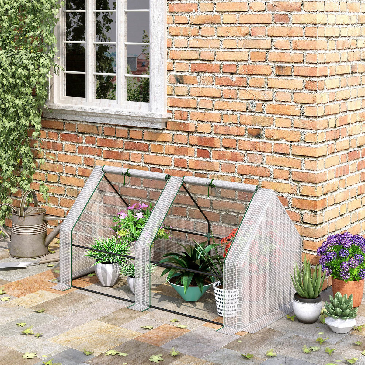 Invernadero Outsunny Acero, Pe Blanco 180x90x90 Cm_1