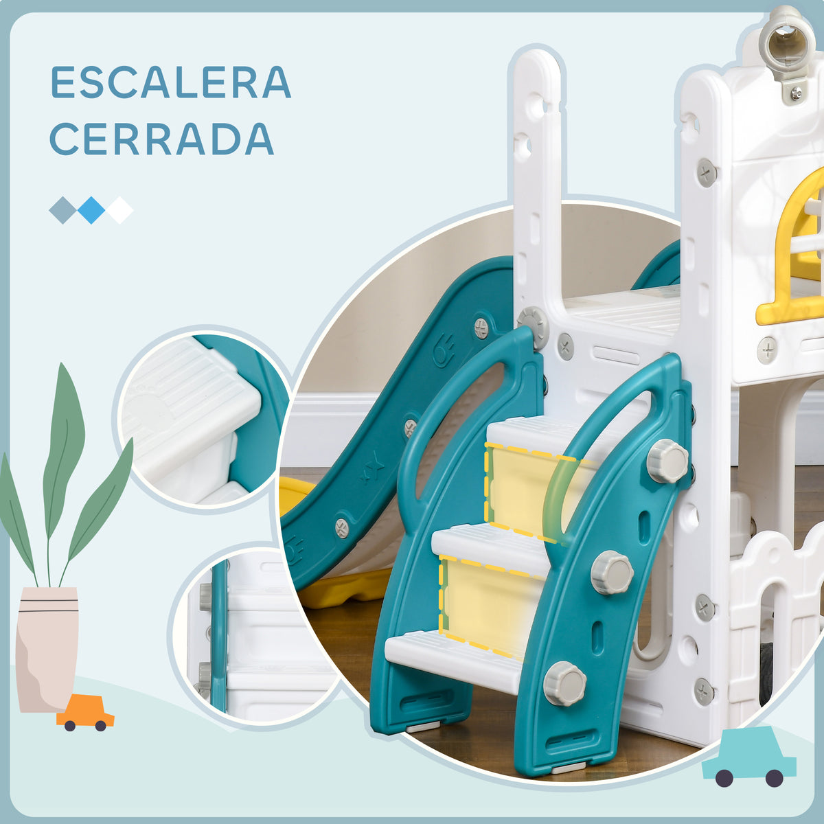 Tobogán Infantil Aiyaplay Hdpe, Pp Amarillo Y Verde 70x177x92 Cm_5