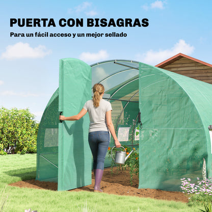 Invernadero De Túnel Outsunny Acero Galvanizado, Pe Verde 597x295x200 Cm_5