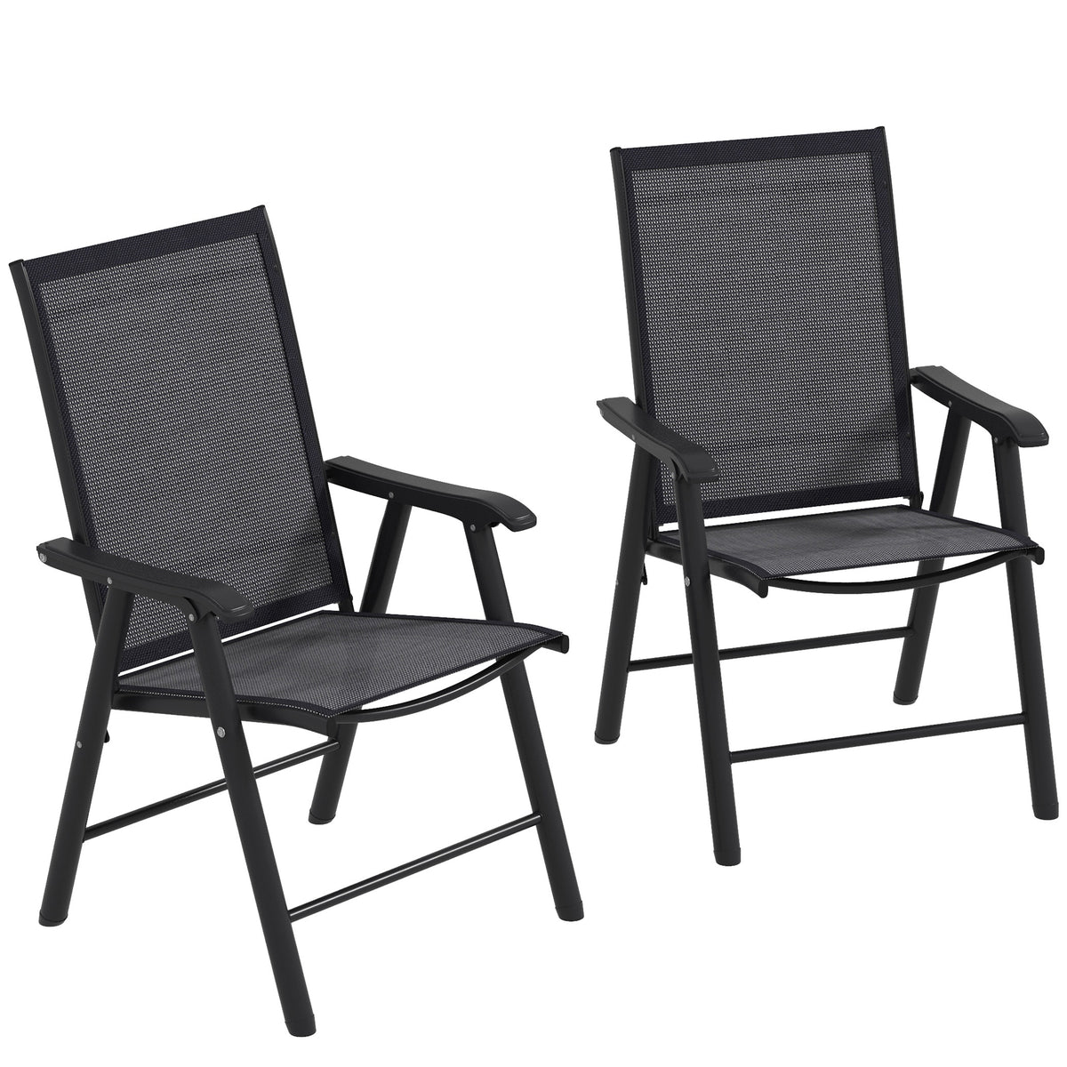 Sillas Plegables Outsunny Acero, Texteline Gris Oscuro 58x64x94 Cm_0
