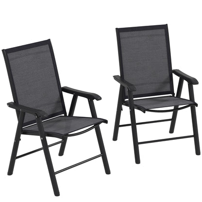 Sillas Plegables Outsunny Acero, Texteline Gris Oscuro 58x64x94 Cm_0