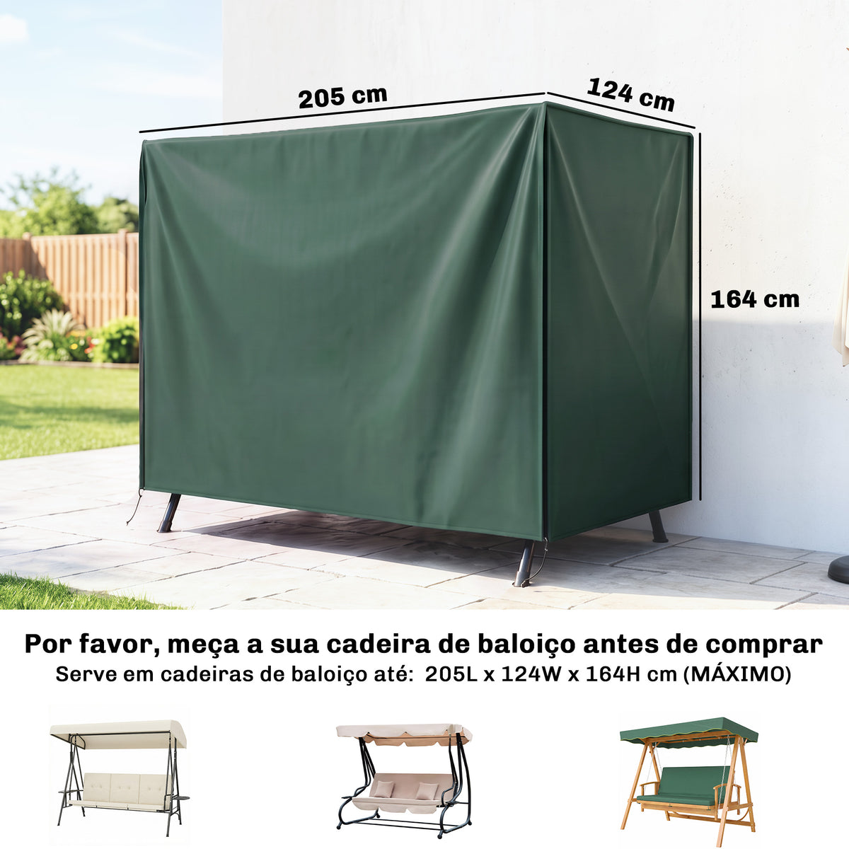 Cubierta Para Columpio Outsunny Verde Oscuro 205x124x164cm_2
