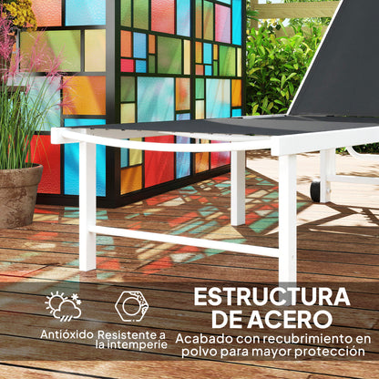 Tumbona Outsunny Acero, Texteline Gris 166x60x84 Cm_5