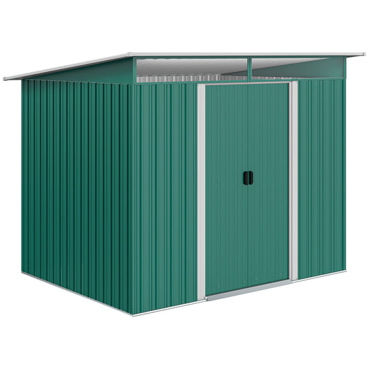 Caseta De Jardín Outsunny Acero Galvanizado Verde Oscuro 260x194x200 Cm 845-174v01gn_0
