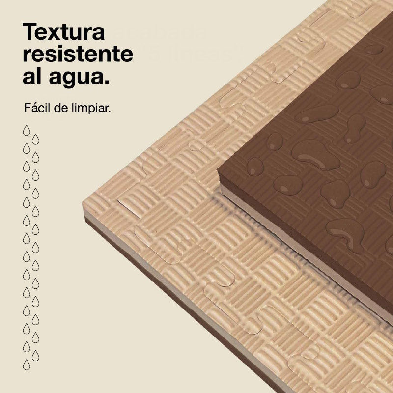 Tatami Puzzle 2cm 100x100cm, Pack 4 Unidades – Superficie 5 Líneas Marrón/beige Jowy_4