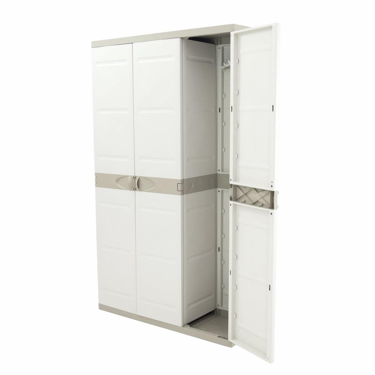 Armario de 3 Puertas con escobero 105 cm Titanium Plastiken Beige