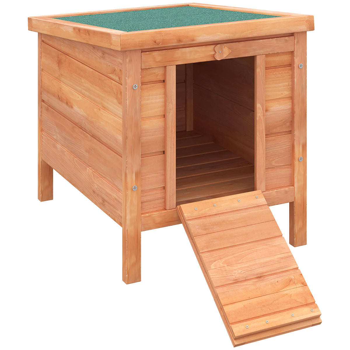 Conejera De Madera Exterior Techo Abatible Pawhut 42x51x43 Cm Natural_0
